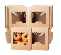 Wrbugukeji Brown Treat Packing Gift Box, 30 Pcs Kraft Bakery Cookie Carrier Boxes, Kraft Candy Sweet Boxes with Window for Cupcakes Desserts Pastries Cookies Small Cakes Candy