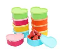 Wrbugukeji Small Food Containers with Lids, 10 Pcs Heart Small Food Containers with Lids, 100 ML Plastic Snack Pots for Condiments Lunch Yoghurt Salads