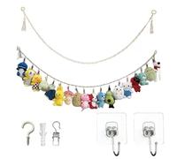 Wrbugukeji Stuffed Animal Storage Chain, 2 Pcs Animals Toy Storage Chain, Boho Stuffed Stuffed Animal Display Holder Chains with 20 Clips for Hangings Plush Toys Hats(Off-White)
