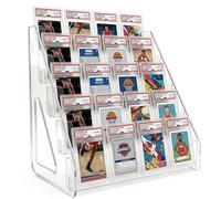 Wrbugukeji Trading Card Display Stand, 1 Pcs Acrylic Trading Card Display Stand, Large 5-Tier Trading Cards Display Stand for Sports Baseball Basketball Greeting Cards (30.7*21.5*33cm)