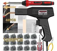Wrdlosy Plastic Welder Kit, 1200PCS Hot Stapler for Bumper & Dash Repair | 1200PCS Staples & 40PCS Rods, 2-in-1 Welding + Smoothing, ~400°C/752°F, for ABS/PP/TPE, 2-6mm Plastic, Mesh & Tape Included