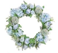 Wreath Artificial Flowers Wall Hanging Colorful Spring Summer Floral Garland Background Wall Window Front Door Wedding Decor(Blue)