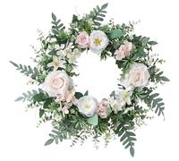 Wreath, Artificial Rose Wreath for Front Door Wall Home Farmhouse Decorations Spring Valentine Flower Wreaths for Front Door Flower for Porch for Wall Rings Garlands Wreaths for Decoration