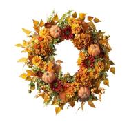 Wreath Artificial Wreath 45cm, Autumn Hydrangea Pumkins Fall Wreaths,Christmas Front Door Rattan Garland with Pumpkin Berries Pine Cone Maple Leaves,Thanksgiving Halloween Autumn Decoration (45cm)