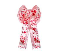 Wreath Bow Valentine's Day Red White Heart Bows for Gift Wrapping Wedding Decor DIY Crafts Gift Ribbon Bow Ornaments 11 x 19.68 inch.