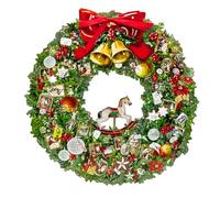Wreath Christmas Advent Calendar | Large Festive Wreath Advent Calendar with Rocking Horse and Glitter Detail - 52cm
