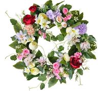 Wreath For Front Door, 40 cm Artificial Wildflower Spring Summer Wreath for Front Door, Home Wall, Wedding, Festival, Farmhouse Holiday Decor