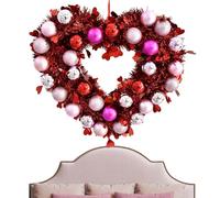Wreath for St. - Shiny Hanging Ornament | 31 x 36 cm Heart Shaped Door Decoration for St. | For Parties Events Garlands Stairs Entrances Festive Rooms Garden Gates