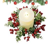 Wreath for Tables, Fall Wreaths for Candle, Artificial Christmas Wreath, Decorative Berries Candle Rings Wreaths, Holiday Ornament, Cute Desk Decoration for Dining Tables, Living Rooms