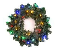 (Wreath, Green with Multicoloured LEDS) Christmas Garlands and Wreaths - Many Styles