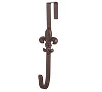 Wreath Hanger 11.5" Metal Over Door Wreath Hook for UPVC Doors (Brown Fleur De LYS)