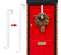 Wreath Hanger for Front Door, Adjustable Wreath Hanger from 15 to 25 Inches Wreath Hanger, 20 lbs Larger Door Upgrade Wreath Hanger Christmas Fall Wreaths Decorations Hook (White)