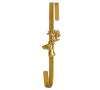 Wreath Hanger Stag Design Christmas Advent Wreath Front Door Hook - L29cm | Cast Iron, Recycled Metal, Gold Finish