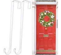 Wreath Hangers for Front Door,12" Clear Wreath Door Hanger,2 Pack Wreath Hanger Non Scratch Over The Door Hooks Easter Christmas Decorations Indoor Outdoor,Welcome Sign for Front Door Decor
