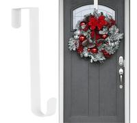 Wreath Hangers for Front Door,31cm Christmas Wreath Hanger Door Wreath Hook Over The Door Hanger, Door Wreath Garland Hanger Metal Wreath Holder for Halloween Easter Front Door Decorations (White)
