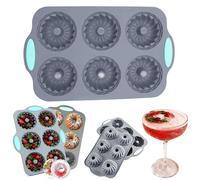 Wreath Ice Mold, 3D Christmas Wreath Ice Mold, Holiday Christmas Shaped Silicone Ice Cube Tray, 6 Hole DIY Silicone Donut Pans, Nonstick Heat Resistant Kitchen Molds for Ice Cubes, Cakes (1PC)
