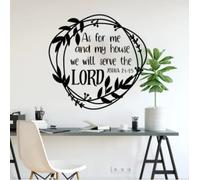 Wreath Joshua 24:15 Bible Verse Wall Decal Christian As for Me and My House We Will Serve The Lord Wall Sticker Bedroom Vinyl35cmwidex34cmhigh