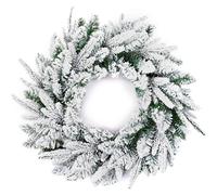 SHATCHI 55cm Christmas Wreath Lapland Fir for Fireplaces Home Wall Door Stair Snow Flock Artificial Xmas Tree Garden Yard Decorations