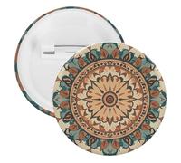 Wreath Mandala Flower Badge Metal Round Pins, Lightweight Brooch for Backpack, Fashion Button Pins Badge for Shirts, Jackets, Shawl Coat, Unisex, 12PCS, Tinplate, metal round pins