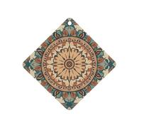 Wreath Mandala Flower Car Air Freshener Hanging, Long Lasting Scented Car Aromatherapy Tablets, Rhombus Fragrance Scented Cards for Vehicles, Bedroom, Wardrobe Gray-style