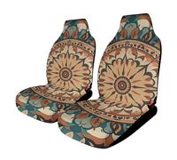 Wreath Mandala Flower Car Seat Covers Universal, 2PCS Carseat Protector - Stretchable Fabric, Anti-Slip Elastic Car Seat Protector for Cars, SUV, Trucks