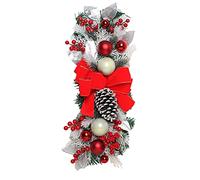 Wreath Prelit Stairway Swag Trim,Christmas Garland with Lights Cordless Prelit Stairs Decoration Holiday Classics Stair Swag Christmas Swag for Stairs Fireplaces Garden (Red#3-with light)