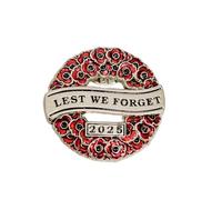Wreath Red Poppy Badges and Pins 2023 Lest We Forget Remembrance Day British Military Army Veteran Solider Brooch