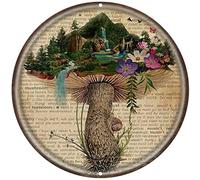 Wreath Round Metal Tin Sign Vintage Dictionary Find My Soul Forest Mushroom,Round Metal Sign Plaque for Home Garden Kitchen Bar Cafe Restaurant Garage Retro Vintage Wall Art 12x12 Inch
