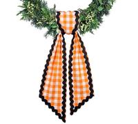 Wreath Sash for Front Door Orange White Buffalo Plaid Wreath Satin Sash Black Wave Garland Ribbon Accessories for Wreaths Yard Doorway Indoor Outdoor Bow Bridal Shower Home Decor,5.11 x 54.33