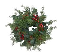 Wreath Simulation Small Holly Leaves Red Berries Door And Window Christmas Wreaths for Front Lights (Red, 30cm)