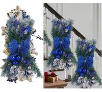 Wreath Stairway Swag Trim,Christmas Garland Cordless Stairs Decoration Holiday Classics Stair Swag Christmas Decoration with Lights (#4)