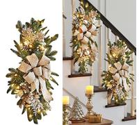 Wreath Stairway Swag Trim,Christmas Garland Cordless Stairs Decoration Holiday Classics Stair Swag Christmas Decoration with Lights (#1)