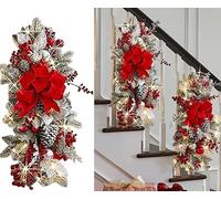 Wreath Stairway Swag Trim,Christmas Garland Cordless Stairs Decoration Holiday Classics Stair Swag Christmas Decoration with Lights (#2)