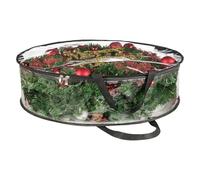 Wreath Storage Bag X'mas Wreath Storage Container Clear Everyday Wreath Bag - 24"/30" Christmas Artificial Wreath Organizer Zipper Bag with Handles, Extra Large Wreath Boxes Holiday Ornaments Bags
