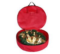 Wreath Storage Container - Tear-resistant Garland Organizer, Includes Handles, Holiday Decoration Bag, Toy Storage | Garage Cabinet Ornament Storage Solution Sturdy, Rugged Organizer