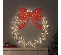 Wreath with 150 LEDs Warm White 121 x 121 x 10 cm PET Christmas Decoration with Remote Control USB Operation Large Decorative Tree Decoration for Living Room Window Advent Holiday