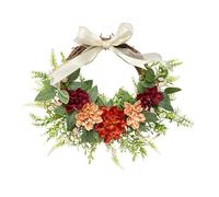 Wreath with Artificial Flowers Home Seasonal Holiday Décor Door Decoration - 36 Centimeter Natural Rattan Silk Dahlia Rose Spring Garland for Front(1)