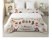 Wreath With Berries Double Duvet 7.5 Tog, Anti-Allergy Coverless Santa Claus Duvet Double, Beige Bed Quilts for All Seasons - Soft & Machine Washable Comforter Bedding with 104 Pillowcases - F103