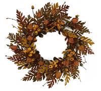 WreathDream 20 inch Fall Wreath Autumn Oak Leaves Wreath with Cape Gooseberry,Oak Leaf,Acorn,Berry,Pine Cone for Front Door Farmhouse Indoor Outdoor Festival Home Decor