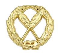 Wreathed Secretary Pens Masonic Lapel Pin - [Gold][1 1/4'' Diameter]
