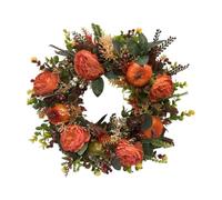 Wreaths for Front Door Artificial Pumpkin Fall Wreath Autumn Round Rustic Decorative Flower Harvest For Holiday Spring Porch Decor