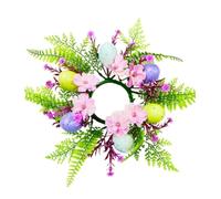 Wreaths for Front Door Candle Wreath Artificial Ornament For Front Door Easter Decoration Candlestick Holder Spring Porch Decor(Lila)