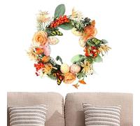 Wreaths for the Front Door Outdoor, Egg Wreath - 11.81 Inch - Front Door Wreath with Silk Flowers, Colourful Eggs, Butterflies - Decorative Handmade Spring Outer Wreath for the Front Door Wall