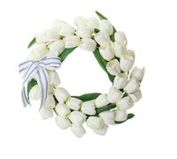 Wreaths Garland Artificial Flowers Tulip Wreath White Spring In The Summer Wedding Decoration Wall Hanging Home Party Simulation(35cm)