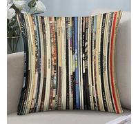 Wreioau Classic Rock Vinyl Records Throw Pillow Case Square Cozy Pillow Cover Home Decor for Living Room Sofa Car Cushion Cover 18"X 18"