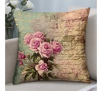 Wreioau French Country Chic Flowers Collage Throw Pillow Case Square Cozy Pillow Cover Home Decor for Living Room Sofa Car Cushion Cover 18"X 18"