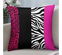 Wreioau Pink Leopard and Zebra Animal Print Throw Pillow Case Square Cozy Pillow Cover Home Decor for Living Room Sofa Car Cushion Cover 18"X 18"