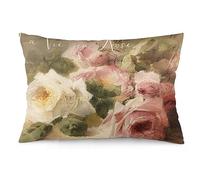 Wreioau Shabby Chic Rose Throw Pillow Case Rectangle Lumbar Decorative Pillow Cover Home Decor for Living Room Sofa Car Cozy Cushion Cover 12"X 20"
