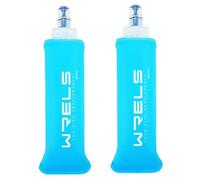 WRELS Folding Soft Flask Portable Collapsible Running Lightweight Water Bottle for Outdoor Sports,Travel with Mouthpeice Cover(250ml-2 Packs)