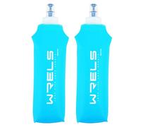 WRELS Folding Soft Flask Portable Collapsible Running Lightweight Water Bottle for Outdoor Sports,Travel with Mouthpeice Cover(500ml-2 Packs)